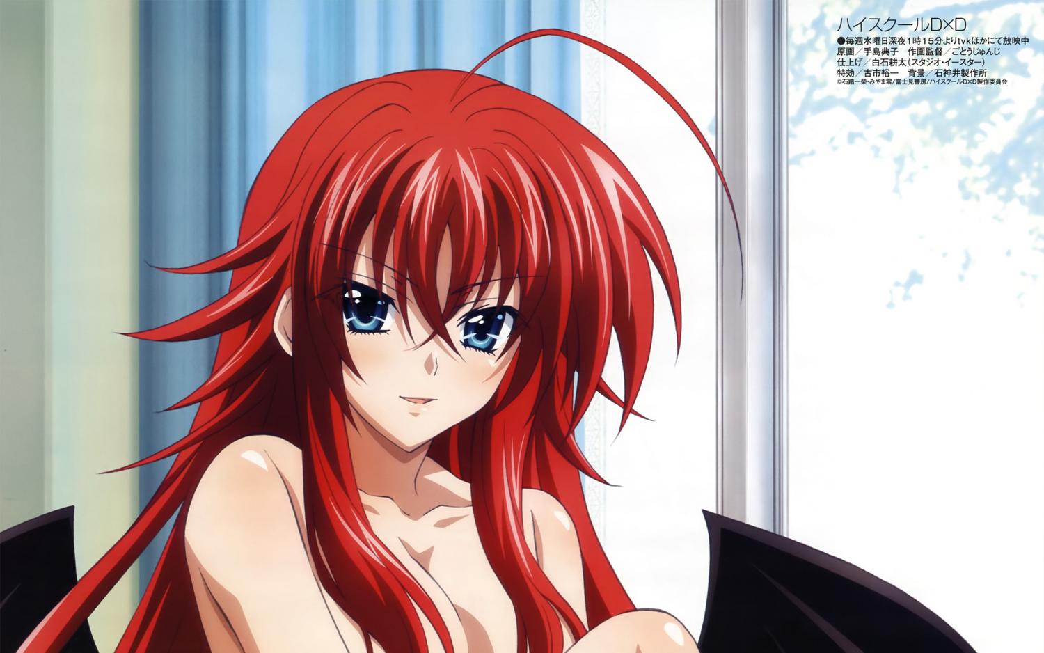 blue eyes cropped demon highschool dxd red hair rias